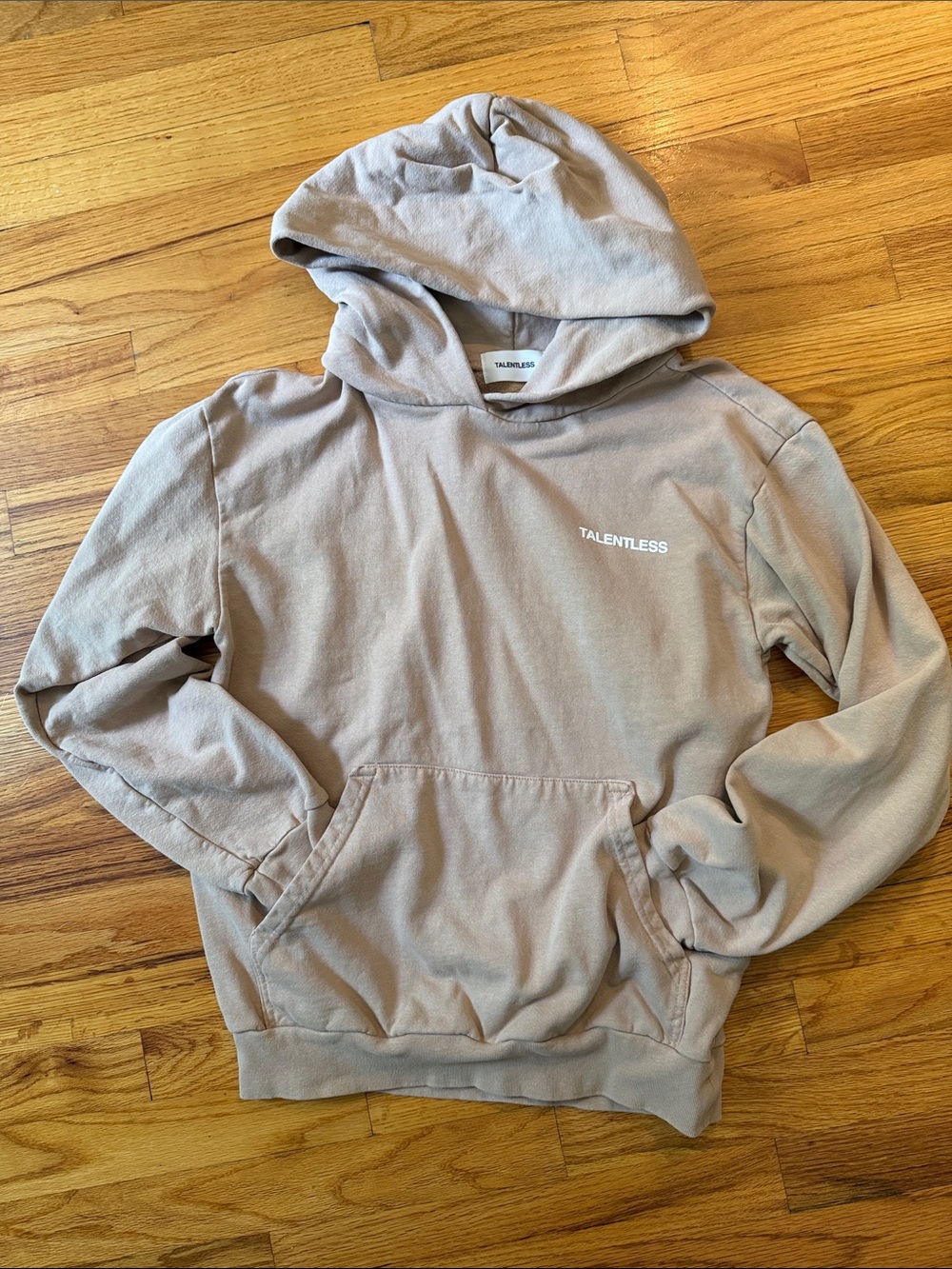 TALENTLESS Light Beige Pullover Hoodie with Logo